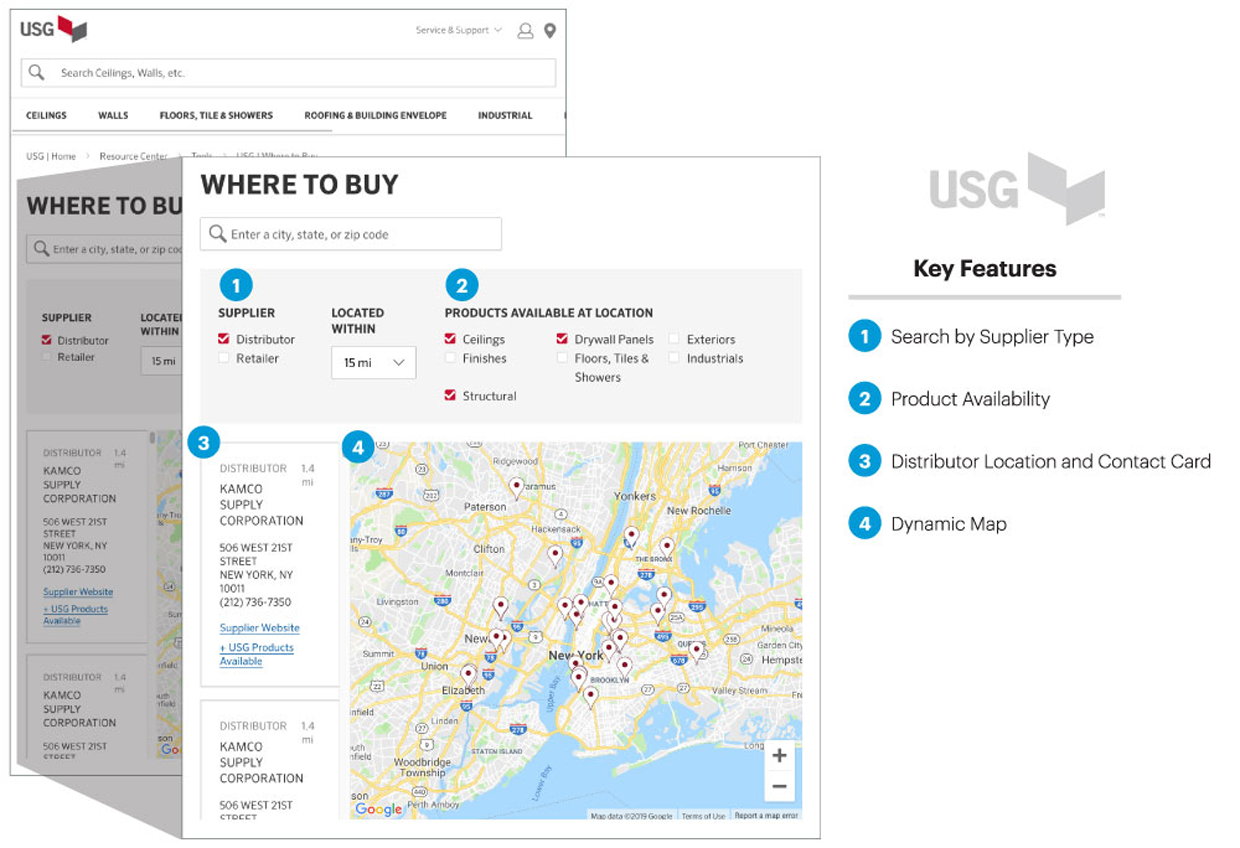 USG.com Where to Buy Location Page